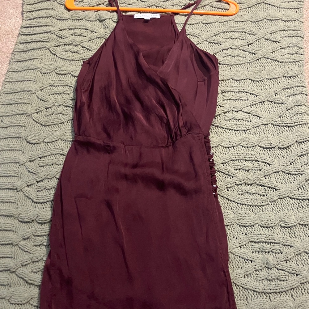 Elegant Burgundy Women's silky wrap Dress